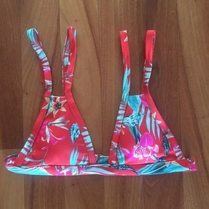 Red floral bikini top